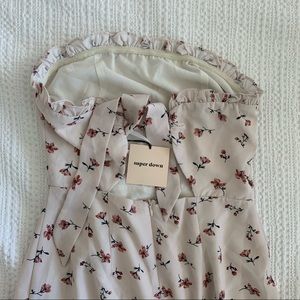 Superdown floral strapless dress